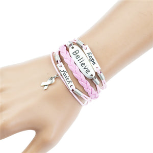 Hope, Believe & Faith Bangle Bracelet with Silver Plated Charms