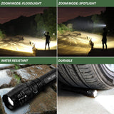 TK120X LED Tactical Flashlight Kit 5 Different Light Modes and a Zoom Function